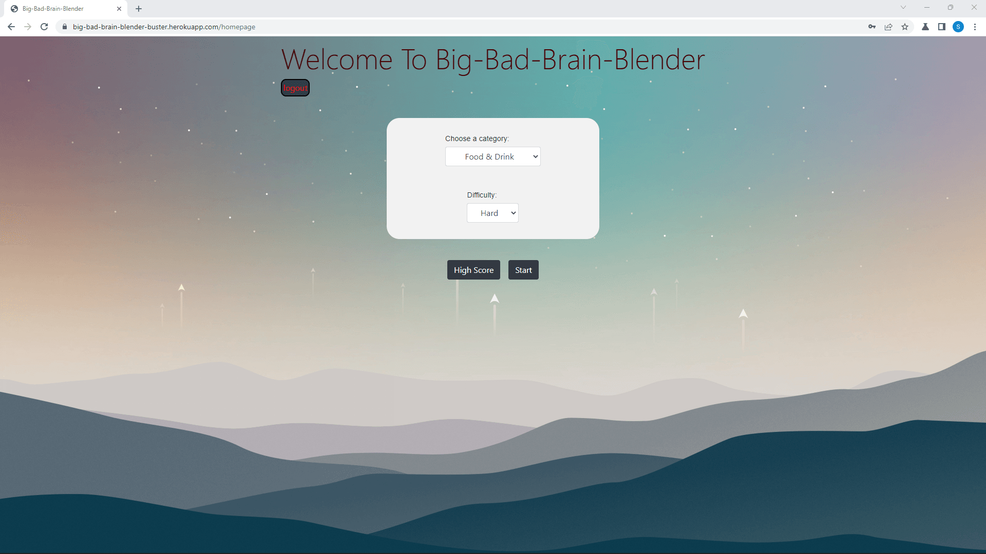 Quiz application for online entertainment