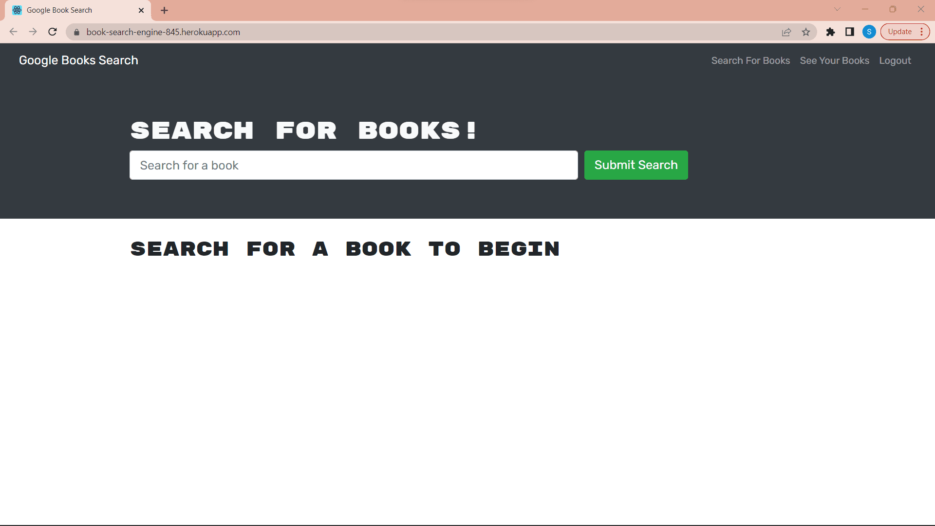 Search engine that enables a user to search for book information and save for future reference